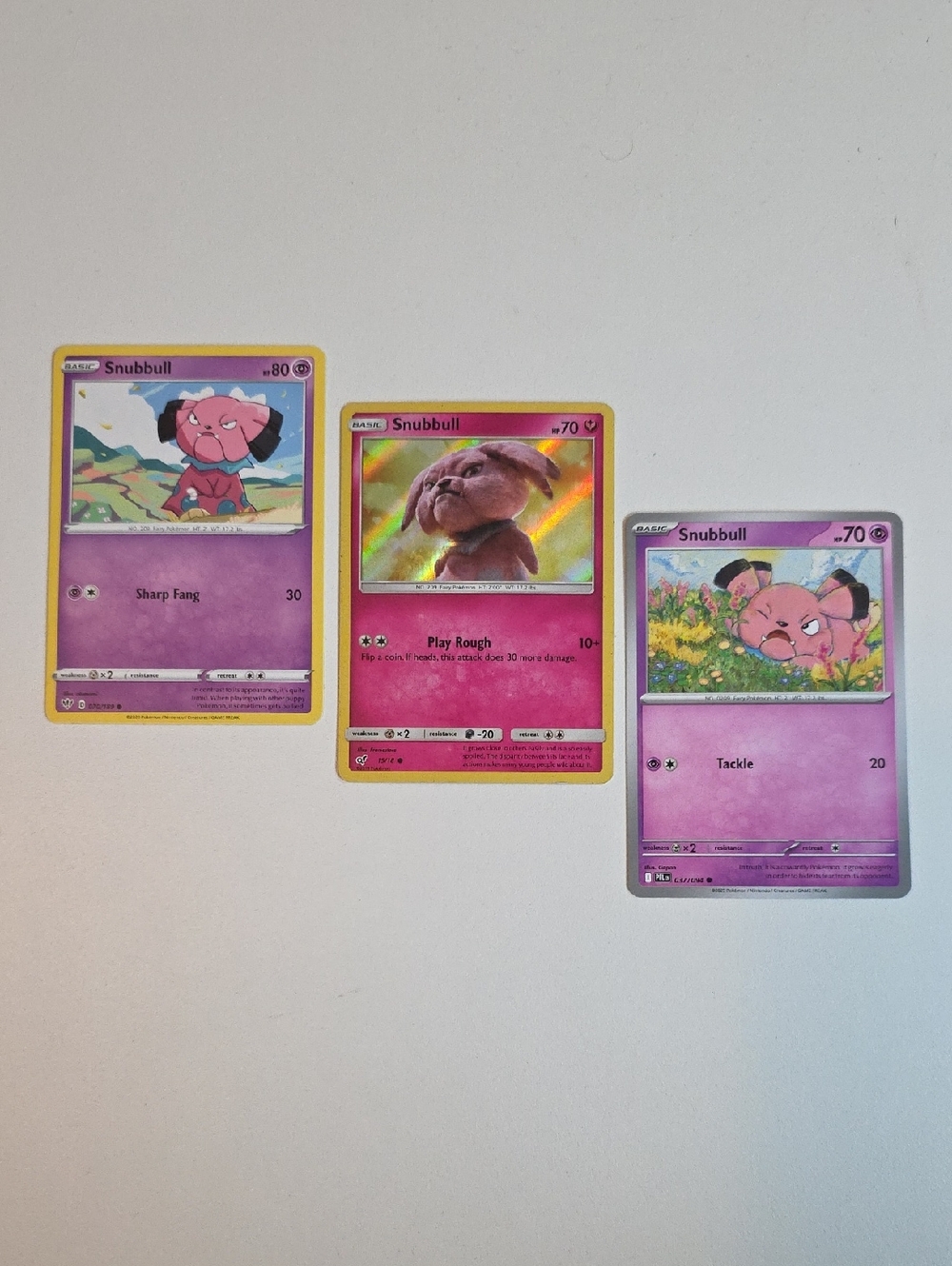 Pokemon Snubbull Trading Cards - Pink and Yellow Accents